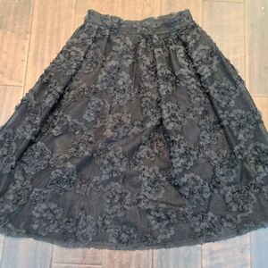 Black Floral Applique Mesh Skirt